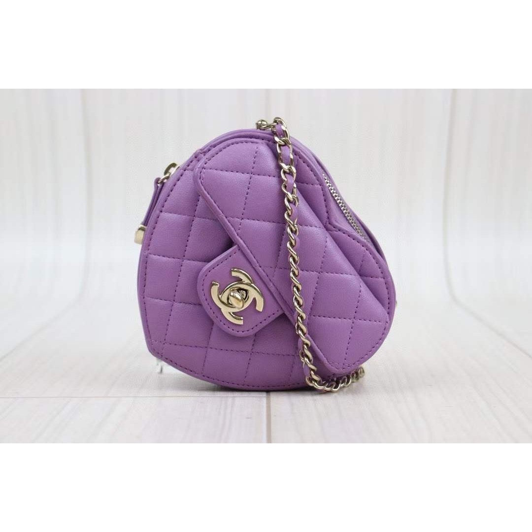 For Mei Decor only CHANEL Matlasse Heart Purple  Shoulder Bag  ｜V24031230