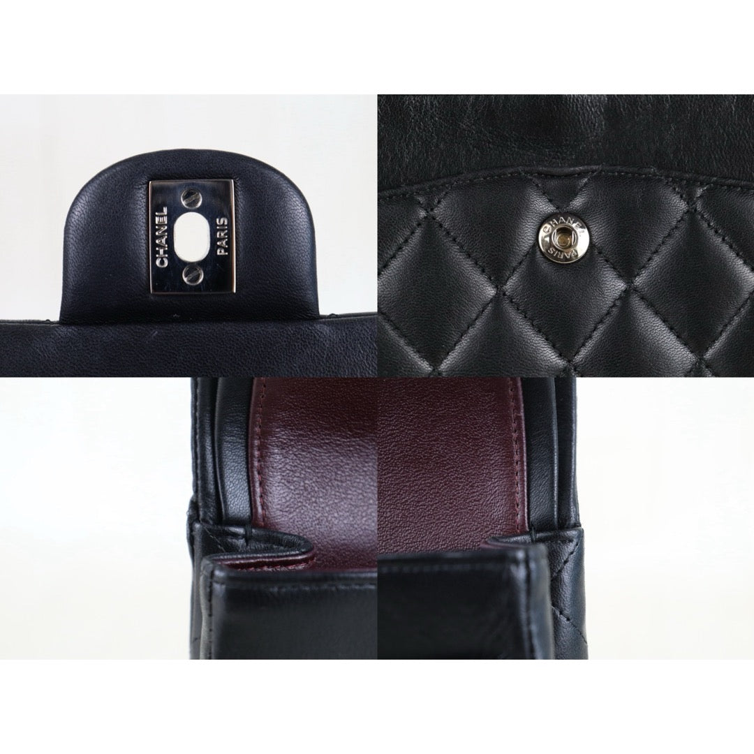 Include Entrupy Certificate of Authenticity｜Good ( Rank AB)｜ CHANEL Lamb Skin Double Flap Shoulder Bag Black Made in 2014 Year｜S26051301