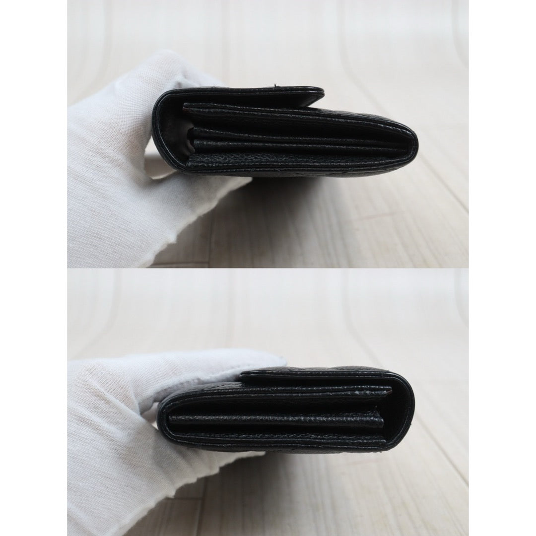 Very Good ( Rank A) ｜Chanel Caviar Skin Black  Wallet Made In 2015-2016 Year ｜25100715
