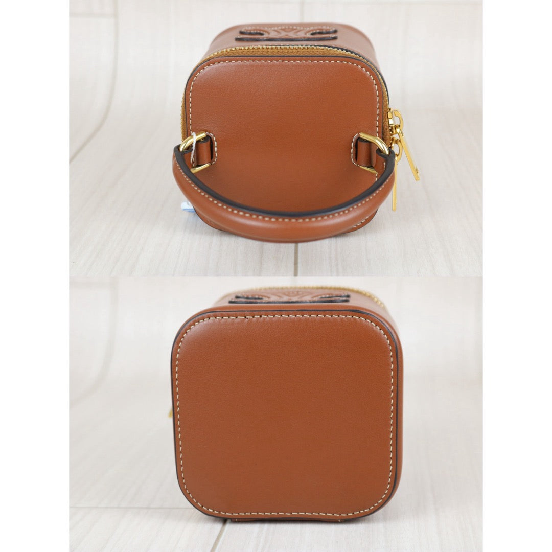 Include Entrupy Certificate of Authenticity｜Very Good ( Rank A)｜ CELINE Box Triomphe Calf Leather Mini Handbag Shoulder Bag Caramel  ｜S26061201