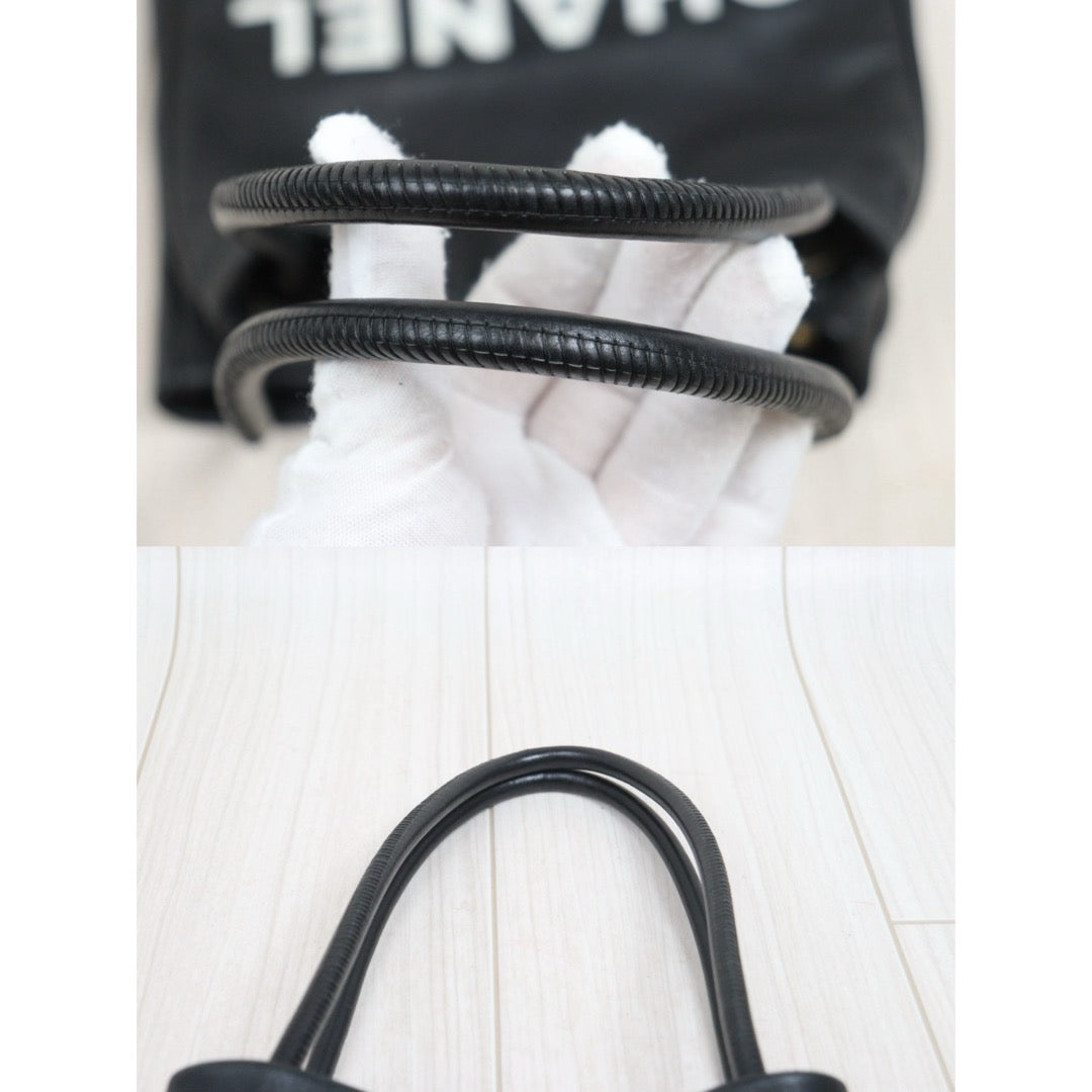Include Entrupy Certificate of Authenticity｜Good ( Rank AB)｜ CHANEL Lambskin Camellia Tote Bag Black Made In 2003-2004Year｜26062906