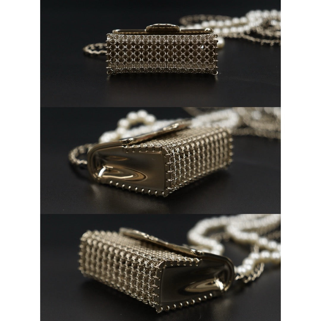 Excellent（Rank SA）｜ CHANEL Coco Mark Hollow Design Pearl Double Chain Tinybag made in 2021 year｜S25110434