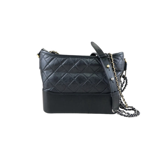 Very Good ( Rank A) ｜CHANEL MM Gabrielle Aged Calfskin Shoulder Bag Black IC Chips Model｜S25102901