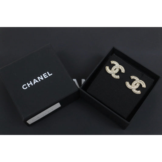 Include Authentic Detective Certificate of Authenticity｜Excellent（Rank SA）｜CHANEL B20V COCO Mark  Rhinestone Earrings Made In 2020Year｜S26050715