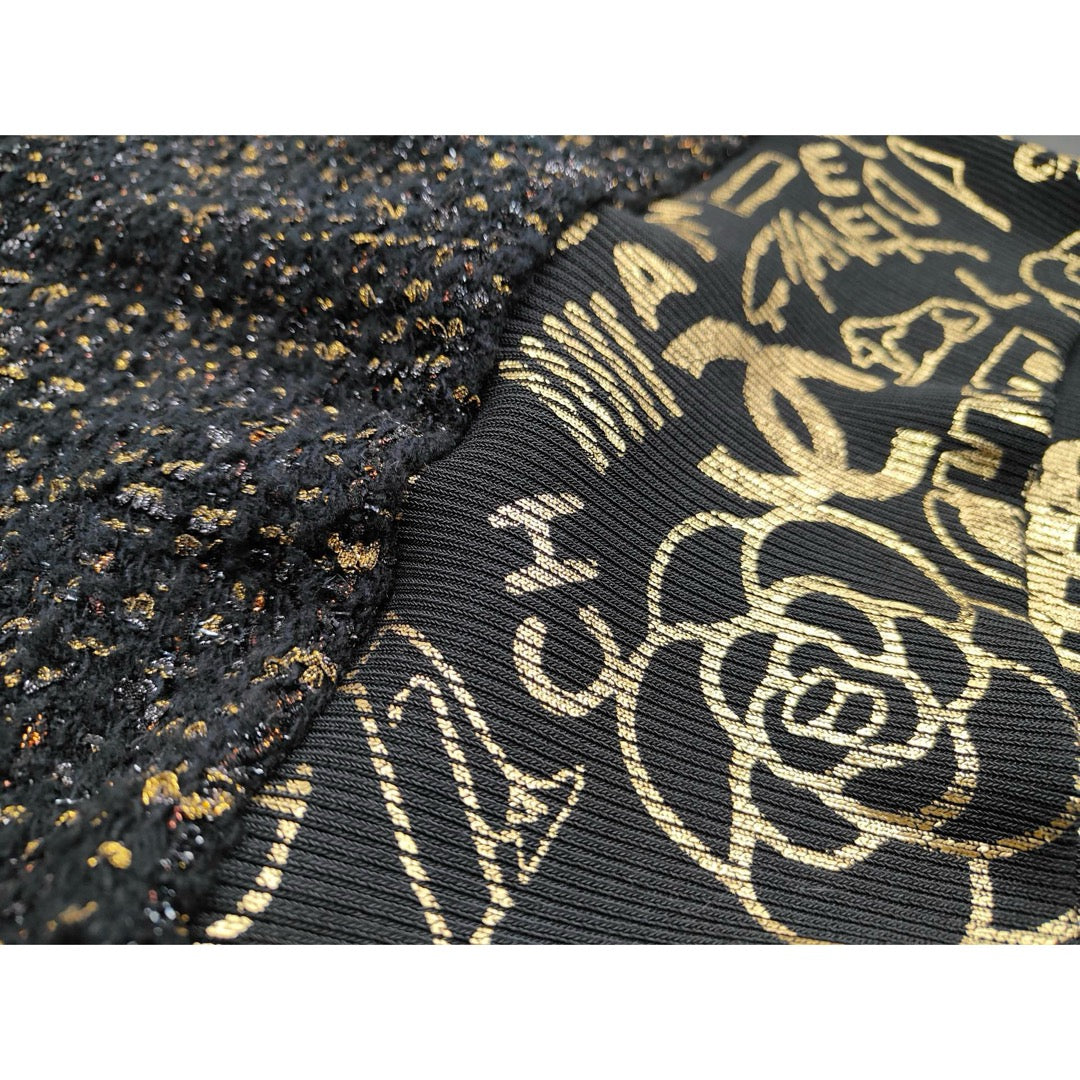 Very Good ( Rank A) ｜ CHANEL 19 Egypt Series Black Graffiti Wool Sweater 36 size  ｜W25102103