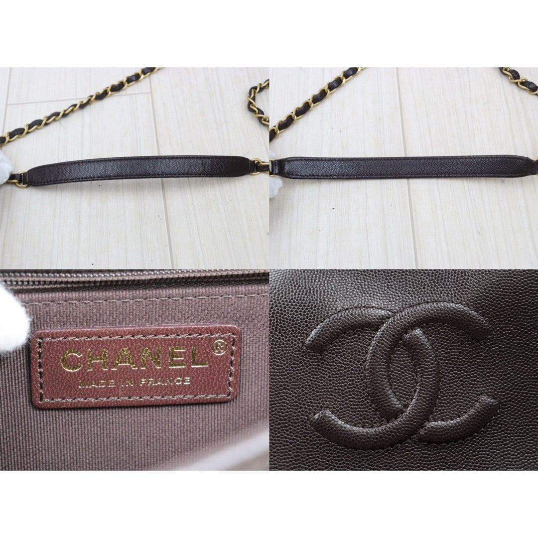 Very Good ( Rank A)｜ CHANEL Matrasse  Calf Leather 22K  Flap With Top Handle Shoulder Bag Chocolate IC Chips Model ｜A26030617