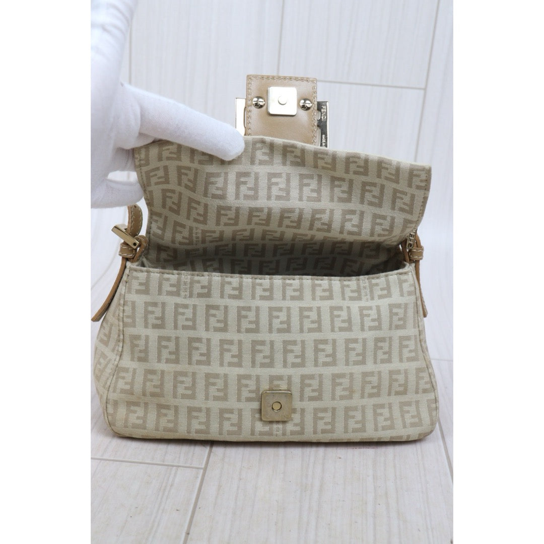 Very Good ( Rank A)｜ FENDI Zucca Mamma Baguette Shoulder Bag  Gold Hardware Beige｜W25121603