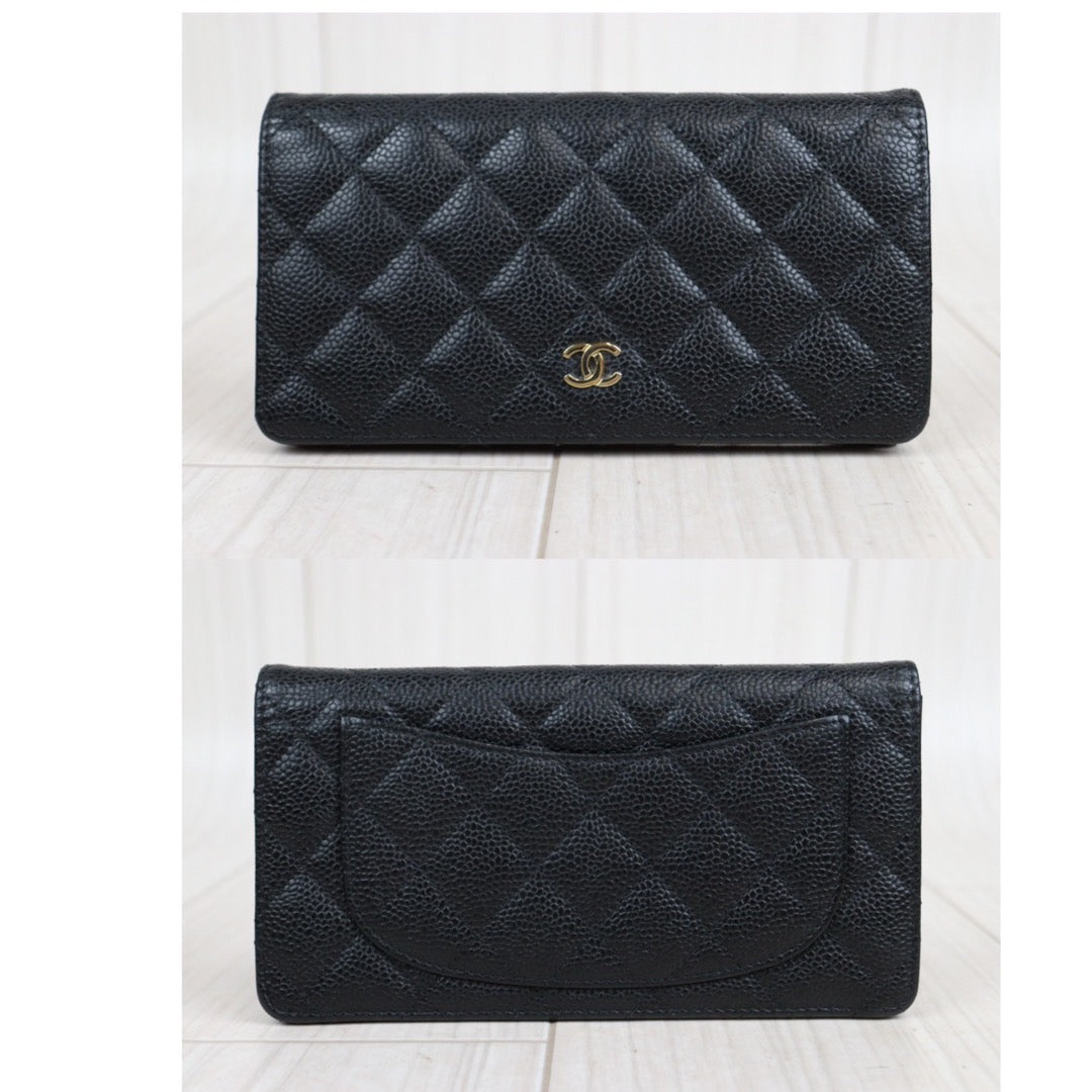 Rank A ｜Chanel Caviar Skin Black Long Wallet Made In 2013-2014 Year｜23112708