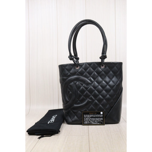 Very Good ( Rank A)｜ CHANEL Cambon Line Calf Leather So Black Tote Bag MM Made In 2004-2005Year｜25090207