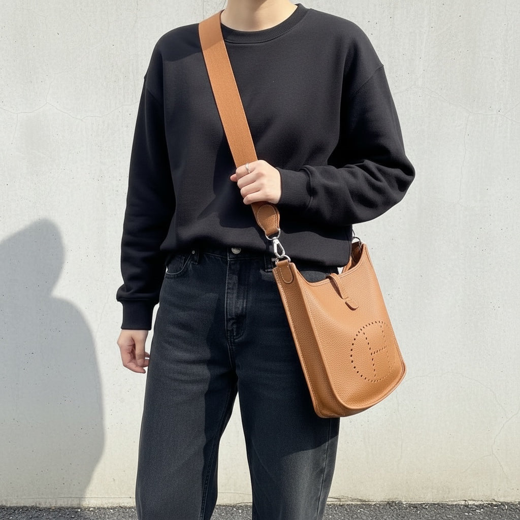 Include Entrupy Certificate of Authenticity｜Good ( Rank AB)｜ HERMES TC Leather Evelyne 33 Shoulder Bag Golden Brown □R Stamp Made In 2014Year｜W26040824