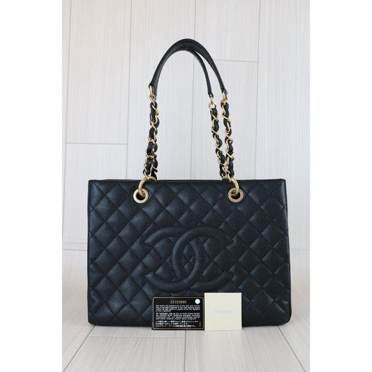 Good ( Rank AB)| CHANEL Matrasse GST Chain Tote Bag Caviar Skin Black Made In 2011 Year|S24111811
