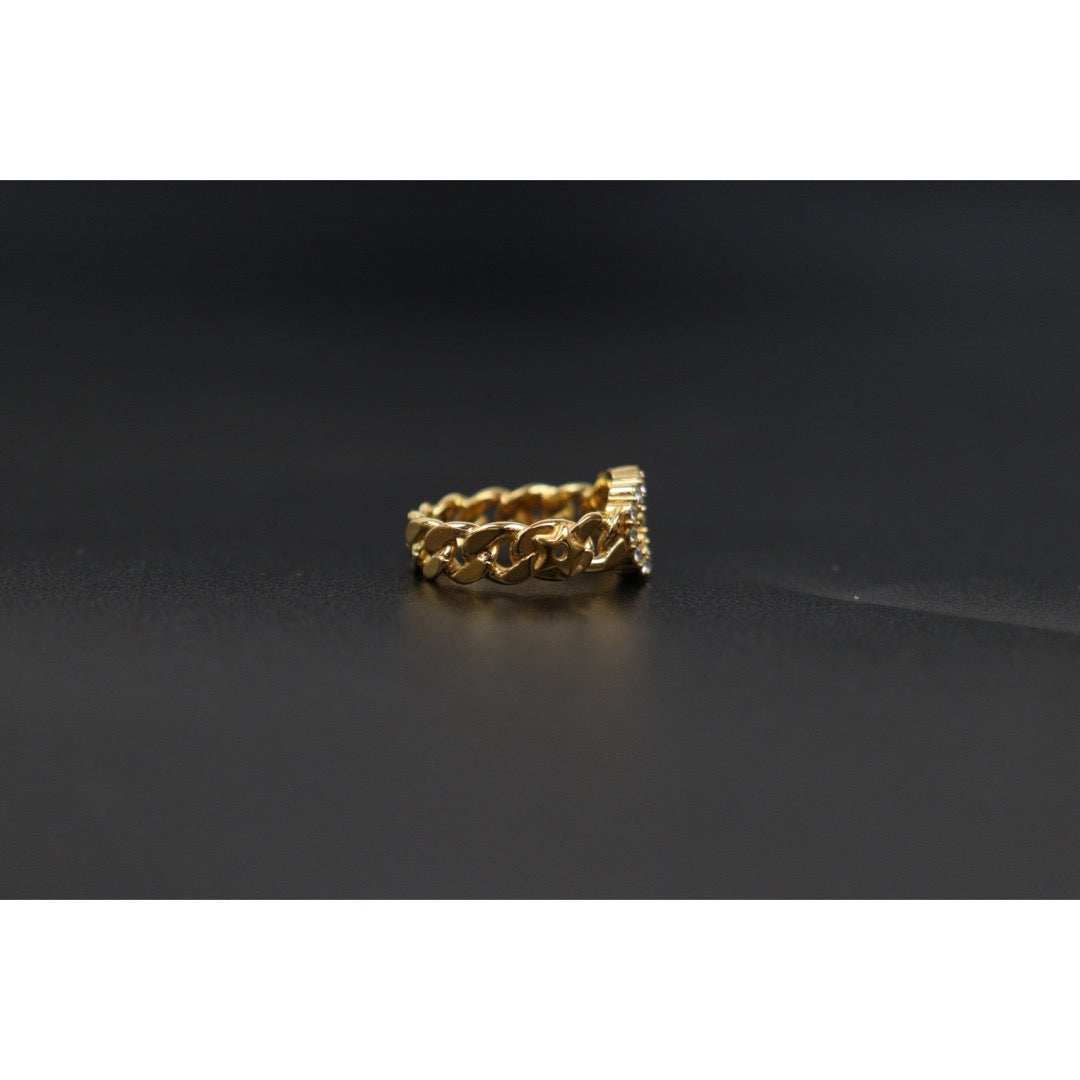 Very Good ( Rank A) ｜ Dior Rhinestone Golden Plated Ring M Size ｜V25110624