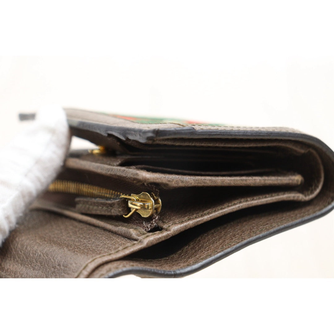 Include Entrupy Certificate of Authenticity｜Fair ( Rank B)｜GUCCI Ophidia GG Campus Brown  Wallet｜26010902