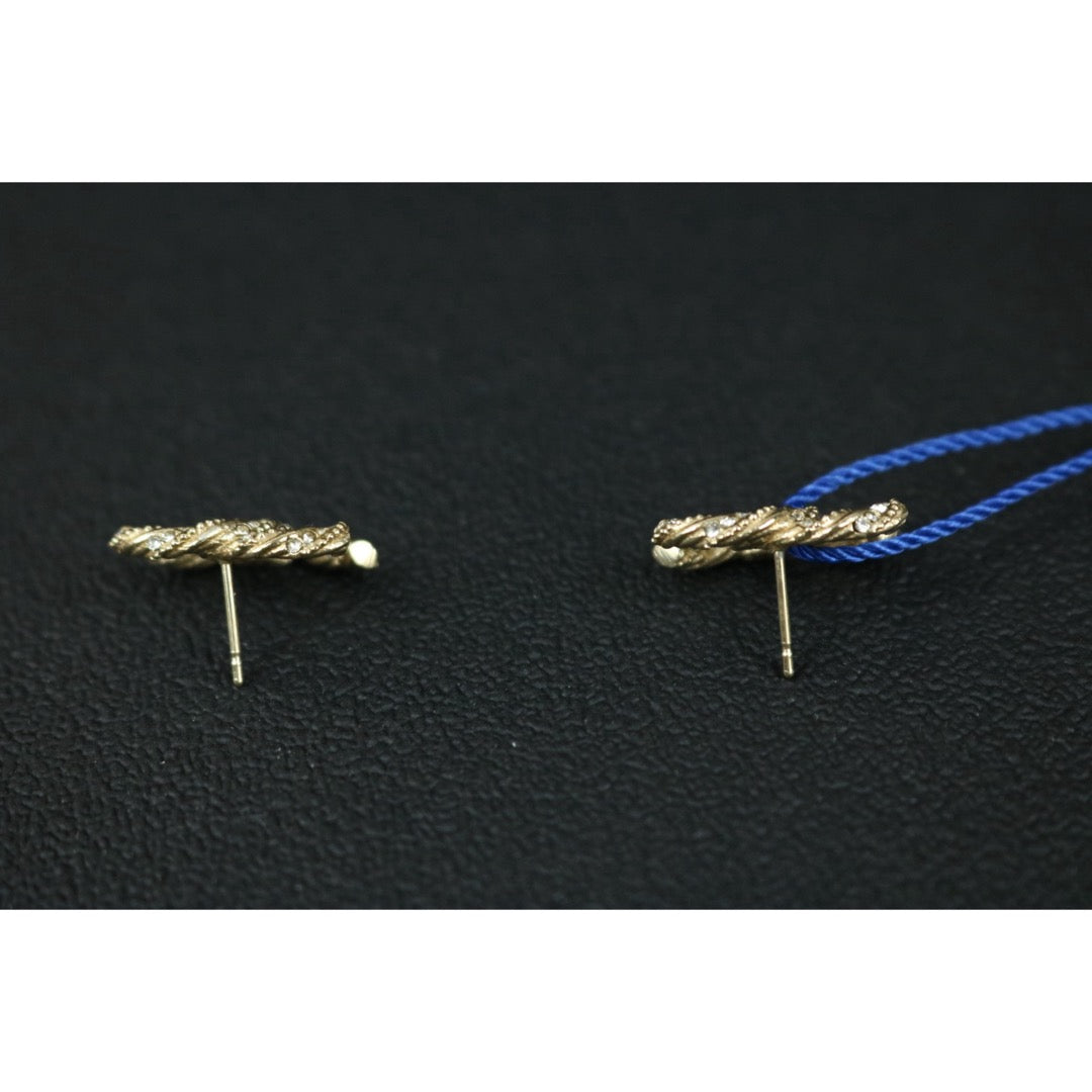 Include Authentic Detective Certificate of Authenticity｜Very Good ( Rank A) ｜CHANEL F14V COCO Mark Braids Rhinestone Earrings Made In 2014 Year｜S26062505