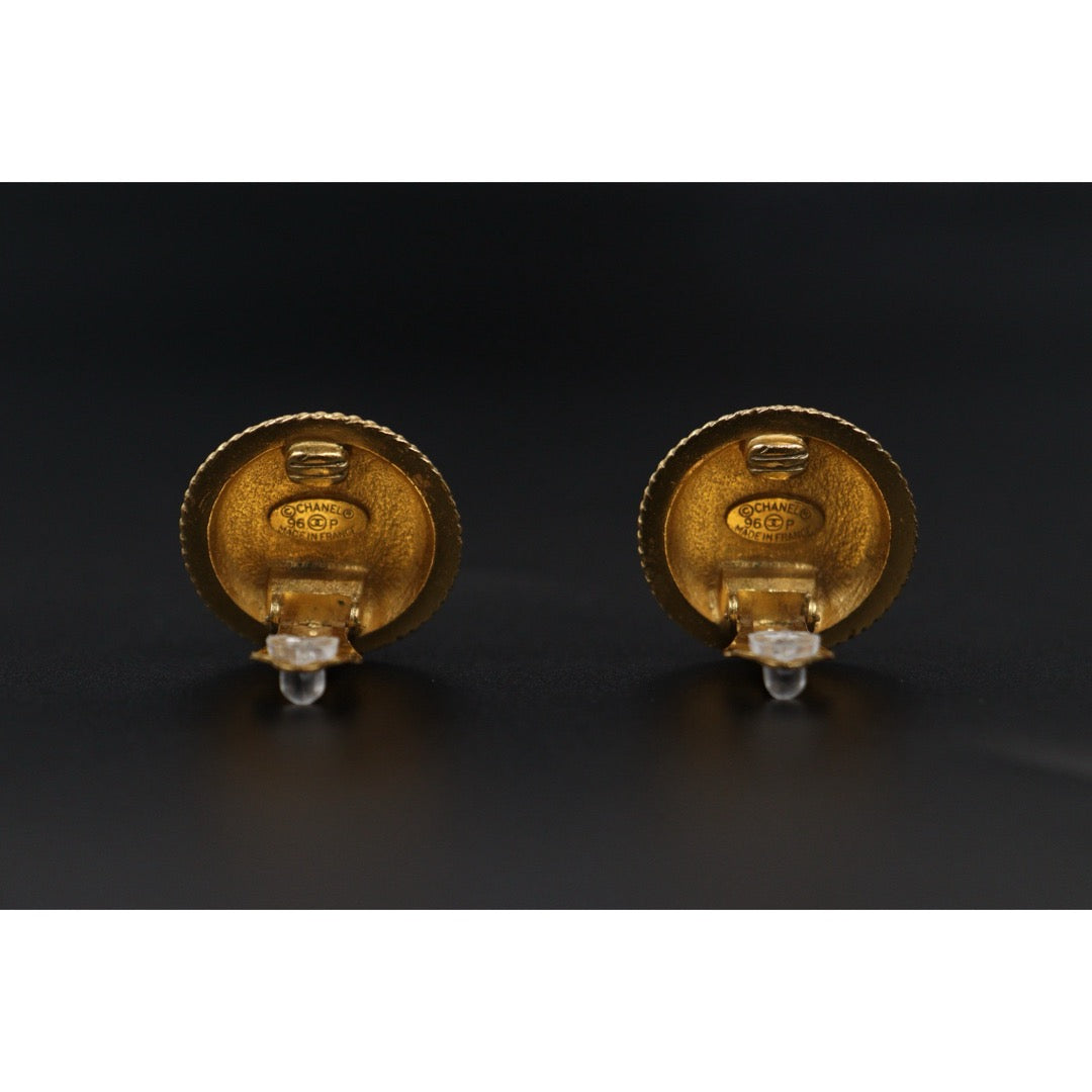 Very Good ( Rank A) ｜ CHANEL Coco Mark  Braided Pattern Gold Earrings Made In 1996Year ｜25111003