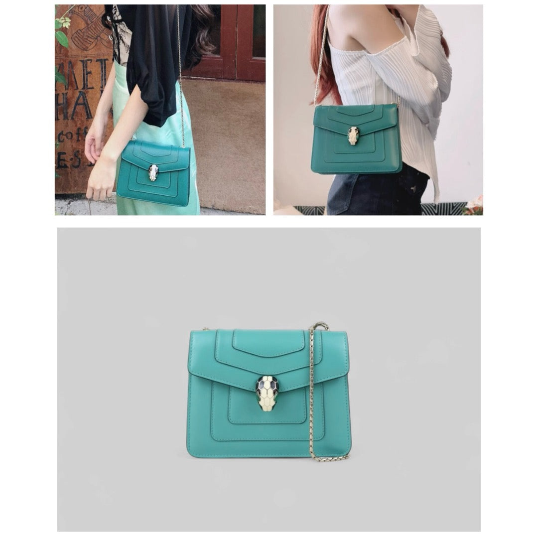 Good ( Rank AB)｜ BVLGARI Enamel Serpenti Forever Chain Shoulder Bag  Emerald｜J25060504