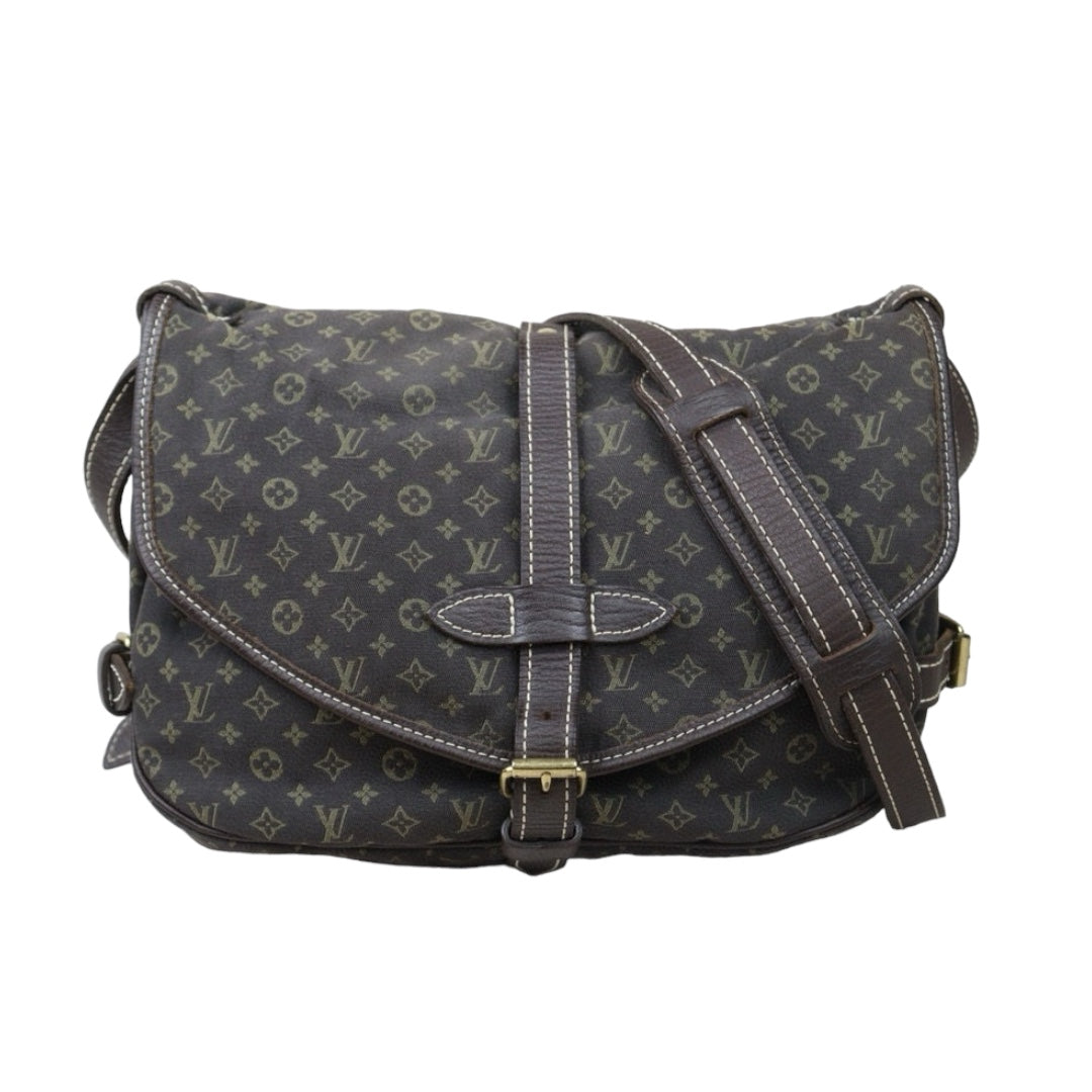 Rank AB｜LV Monogram Mini Run Saumur  Shoulder Bag Canvas Leather Brown｜24072401