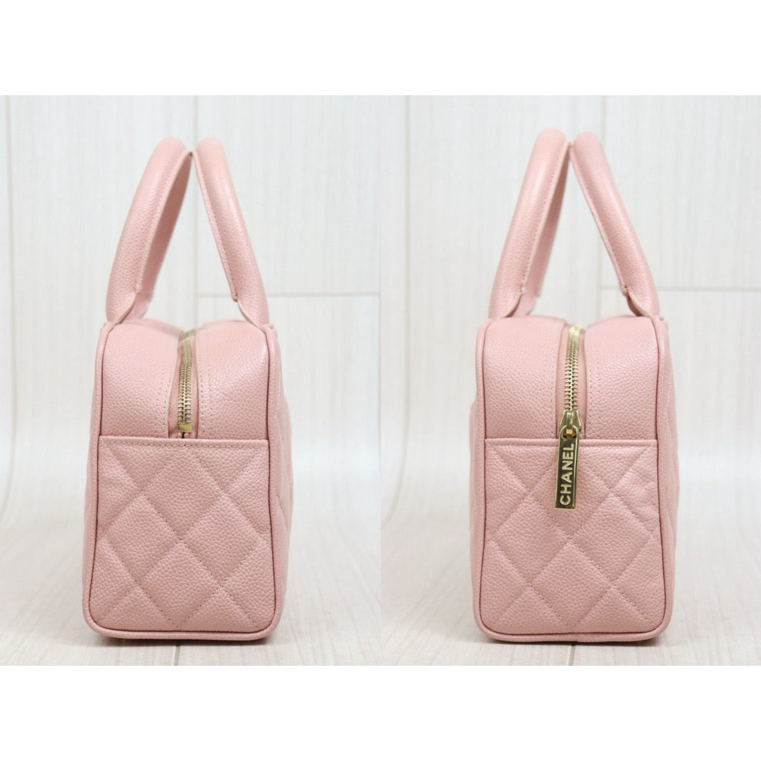 Include Entrupy Certificate of Authenticity｜Very Good ( Rank A)｜ CHANEL Caviar Skin  Calf Leather Bowling Hand Bag Pink Made In 2004～2005Year｜26052106