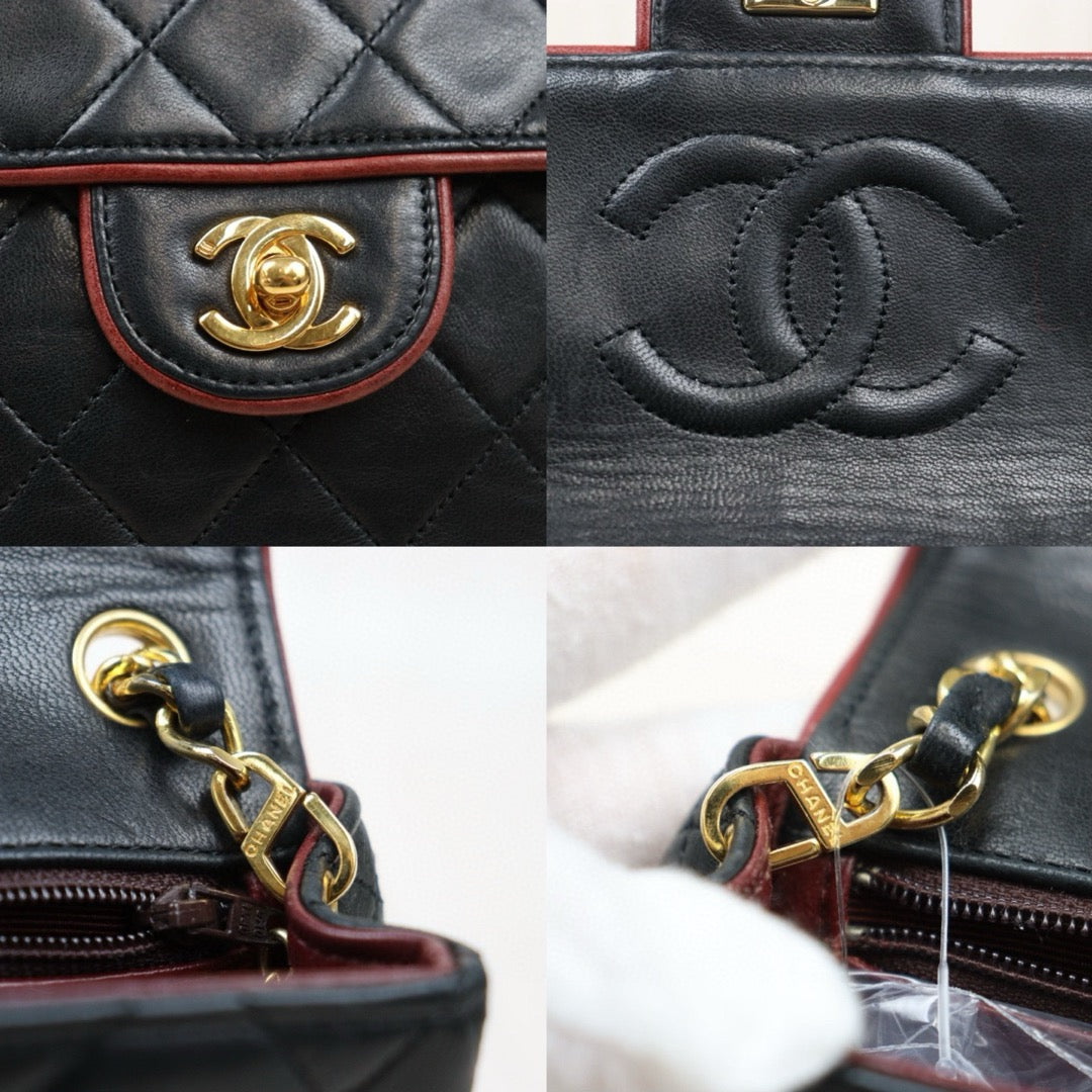 Good ( Rank AB)｜ CHANEL Lanbskin Square 17  Shoulder Bag Black Made In 1989～1991Year ｜P25012202