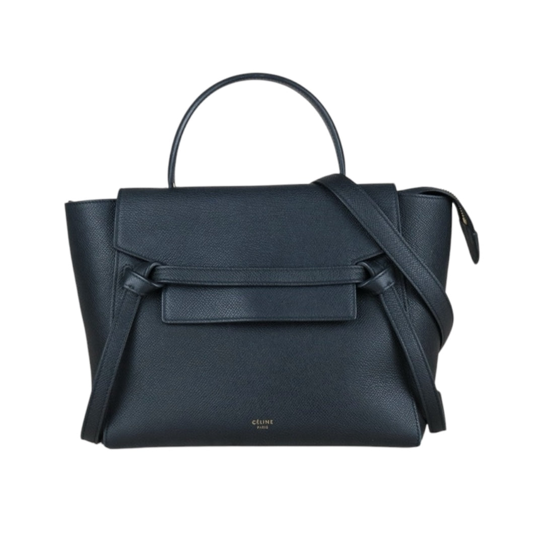 Good ( Rank AB)｜CELINE Leather Calf Belt Micro Handbag Shoulder Bag Black｜B25041505