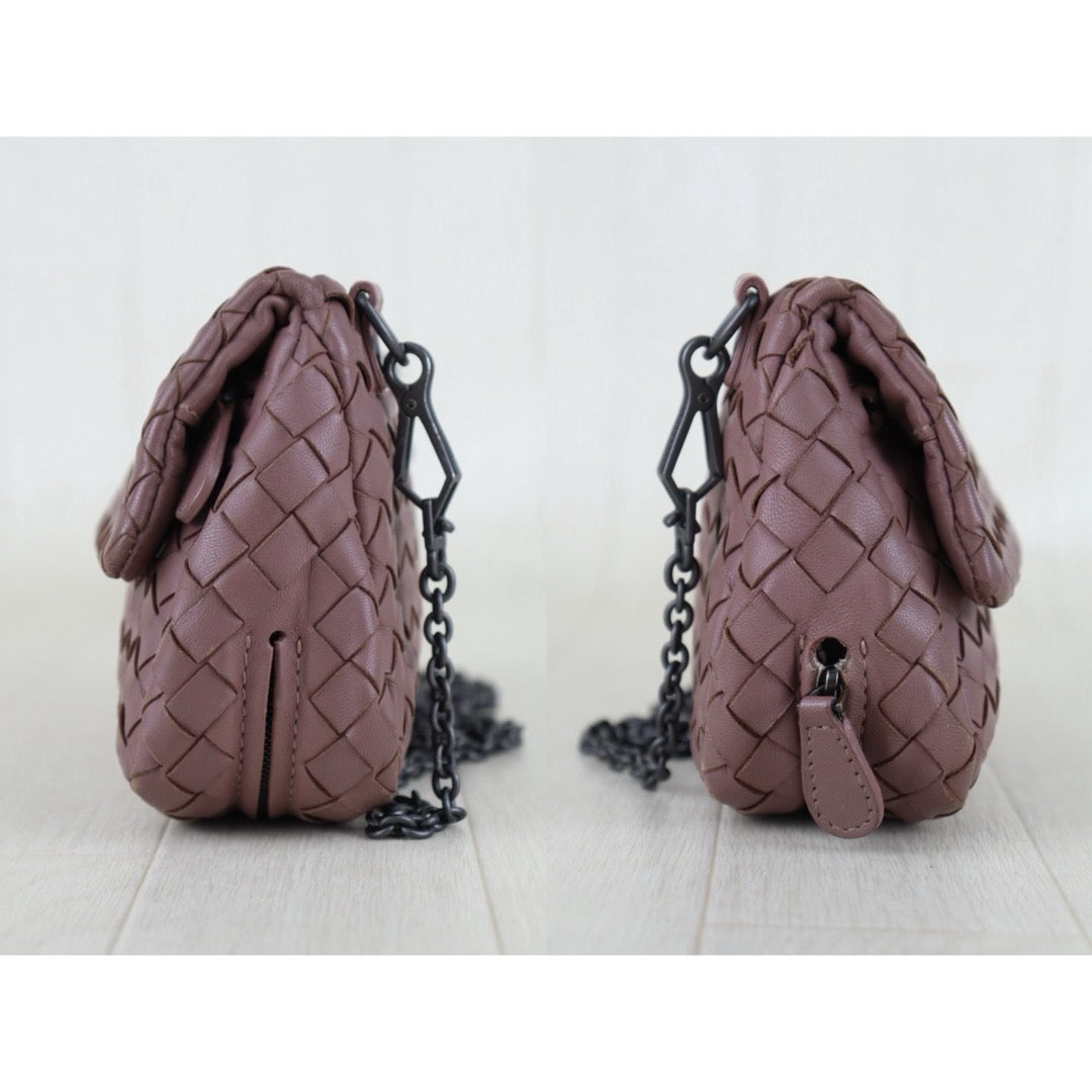 Include Entrupy Certificate of Authenticity｜Good ( Rank AB)｜ Bottega Veneta Lamb Skin Chain Shoulder Bag Cameo Brown｜S26053010