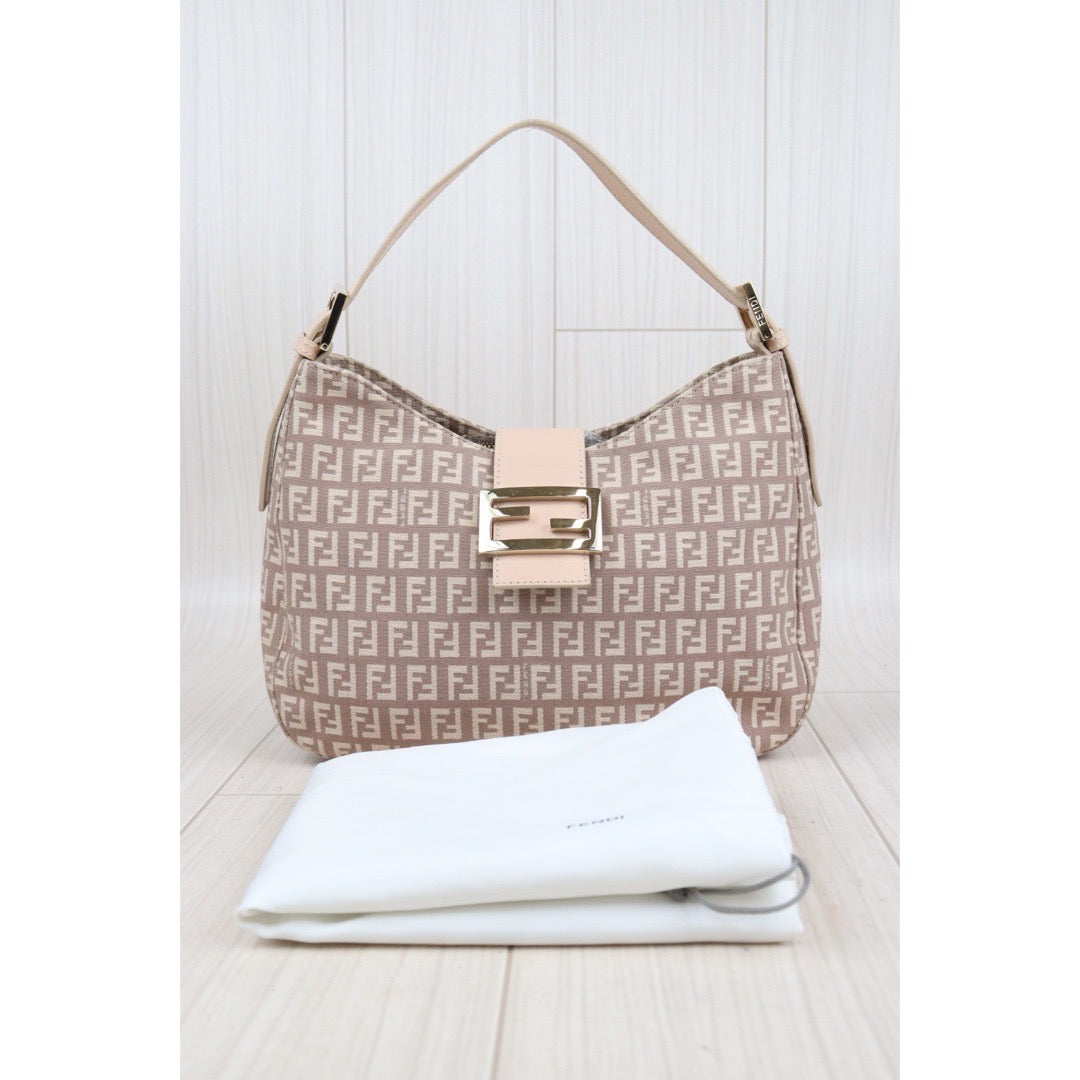 Rank A｜FENDI Zucca Mamma Shoulder Bag Gold Hardware Pink ｜23122114