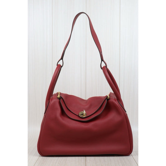 Good ( Rank AB)｜ Hermes Lindy30 Swift Leather Golden Hardware Shoulder Bag X stamp Made In 2016Year Red ｜L25111602