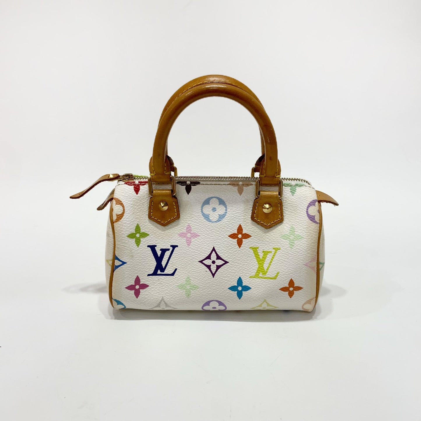 LV Monogram Mini Speedy Multicolor Handbag Ｗhite