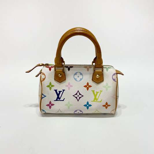 LV Monogram Mini Speedy Multicolor Handbag Ｗhite