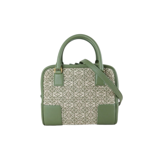 Excellent（Rank SA）｜ LOEWE Amazona Canvas Leather Calf  Matcha Hand Bag With Shoulder Strap ｜X24111204