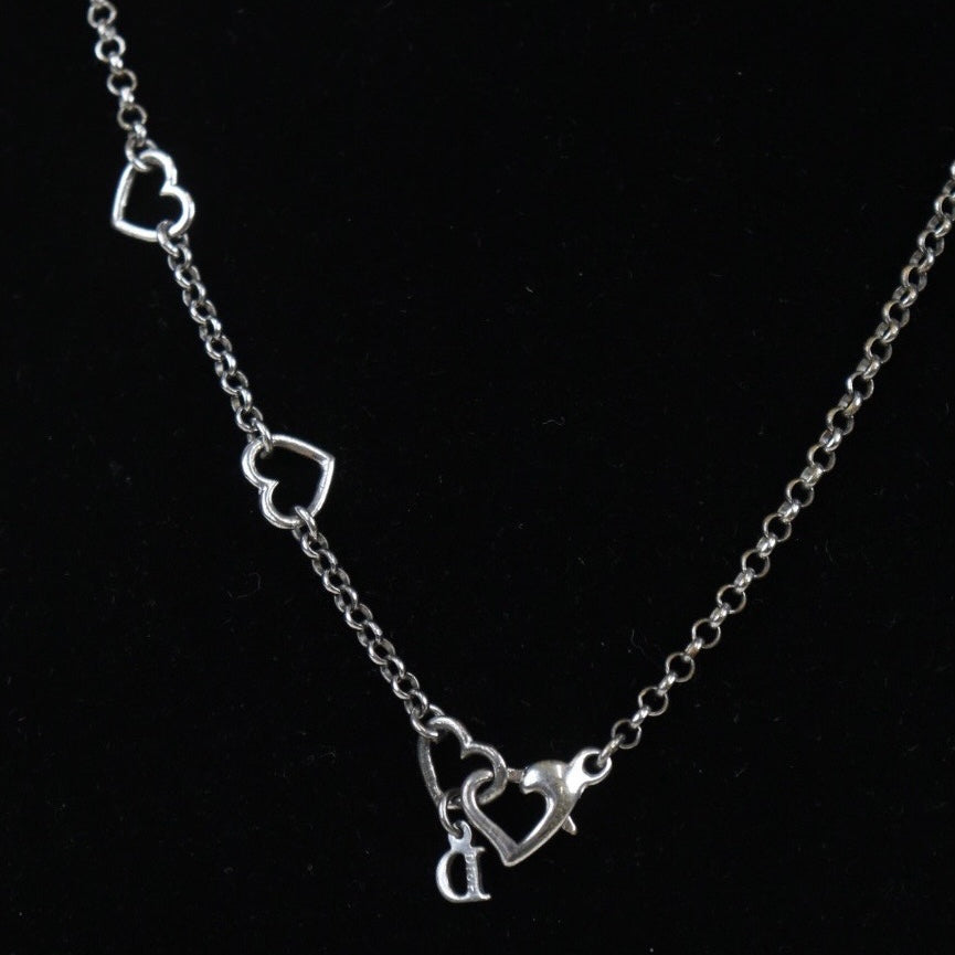 Rank A ｜ Dior Heart＆D Necklace Silver Plated ｜V23080604