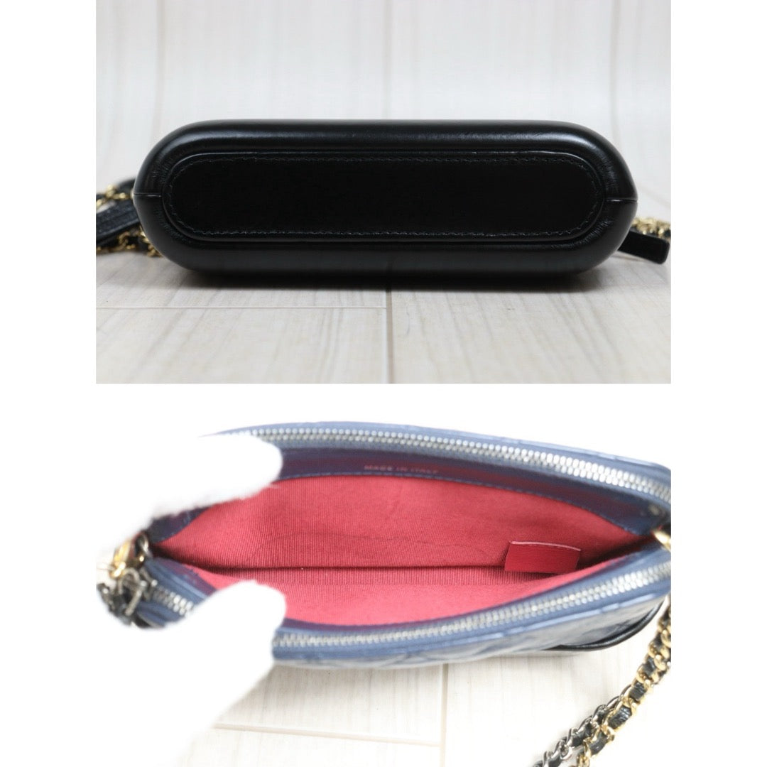 Include Entrupy Certificate of Authenticity｜Very Good ( Rank A)｜CHANEL Mini Gabrielle Aged Calfskin Shoulder Bag Dark Blue Made in 2018Year｜S26060610