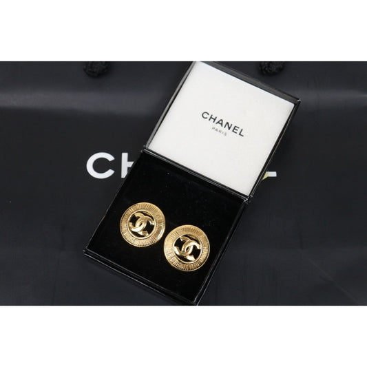 Very Good ( Rank A) ｜CHANEL Coco Mark Gold 24 Plated Round Earrings｜25052920