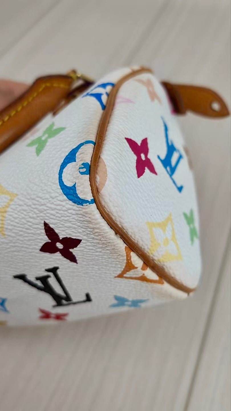 LV Multi Monogram Mini Speedy White Handbag
