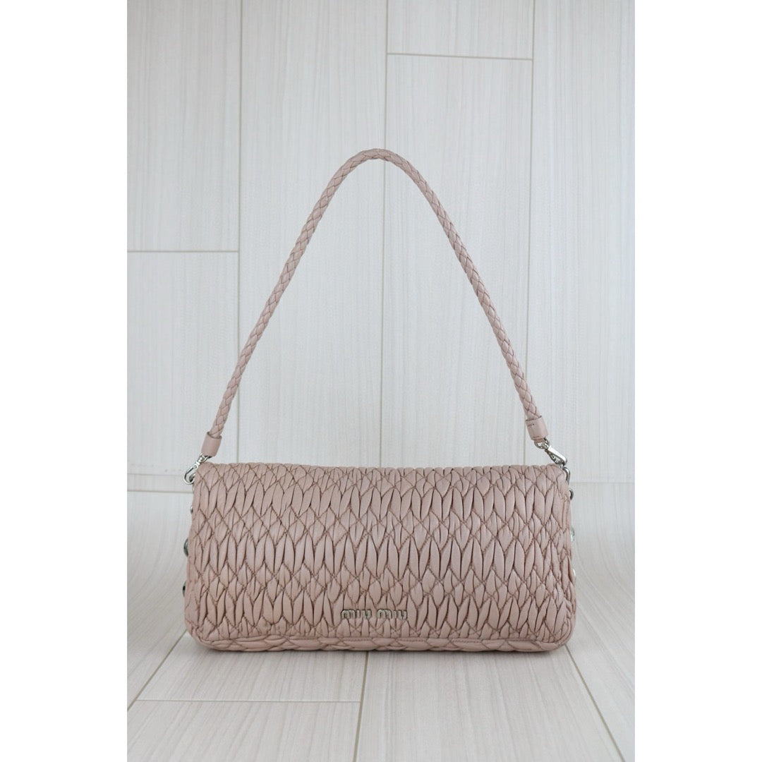 Very Good ( Rank A)｜MiuMiu Lamb Skin Gem Chain Shoulder Bag ｜S24111808