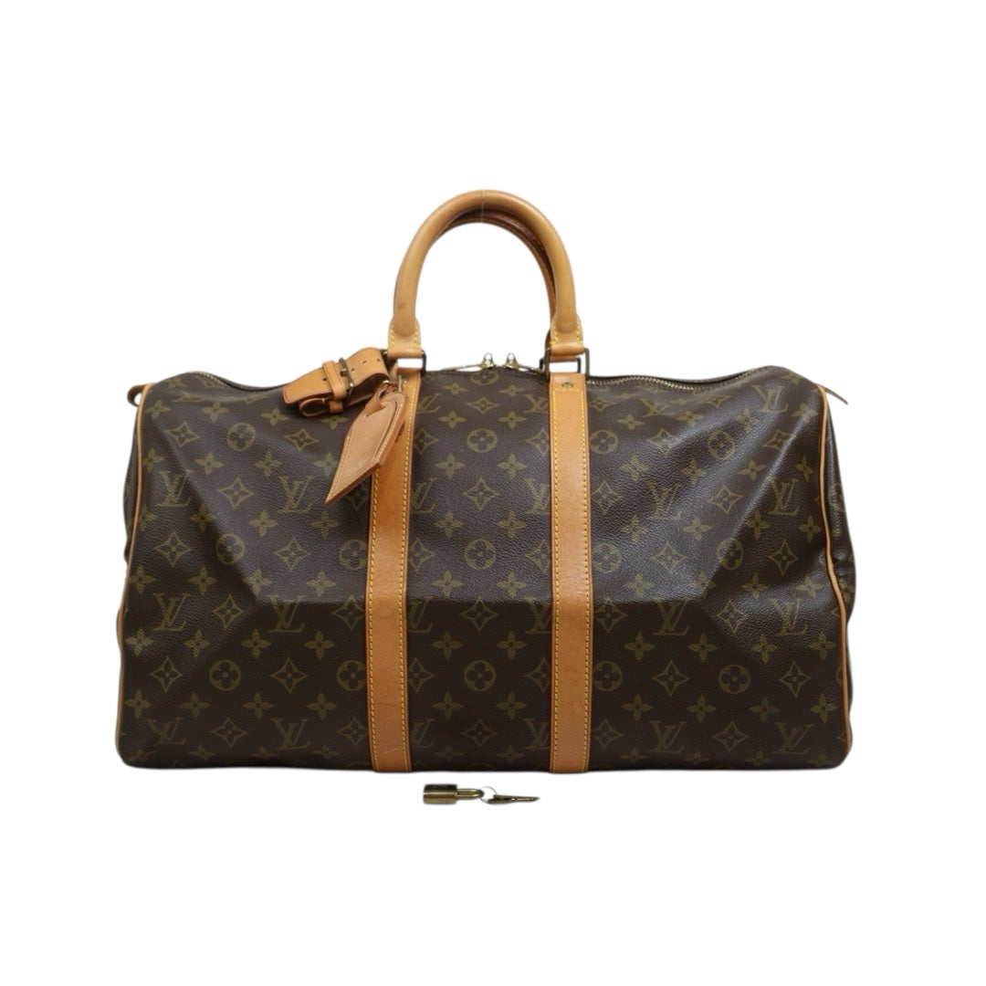 Include Entrupy Certificate of Authenticity｜Good ( Rank AB) ｜ Louis Vuitton Monogram Keepall Bandouliere 45 Handbag｜26031607