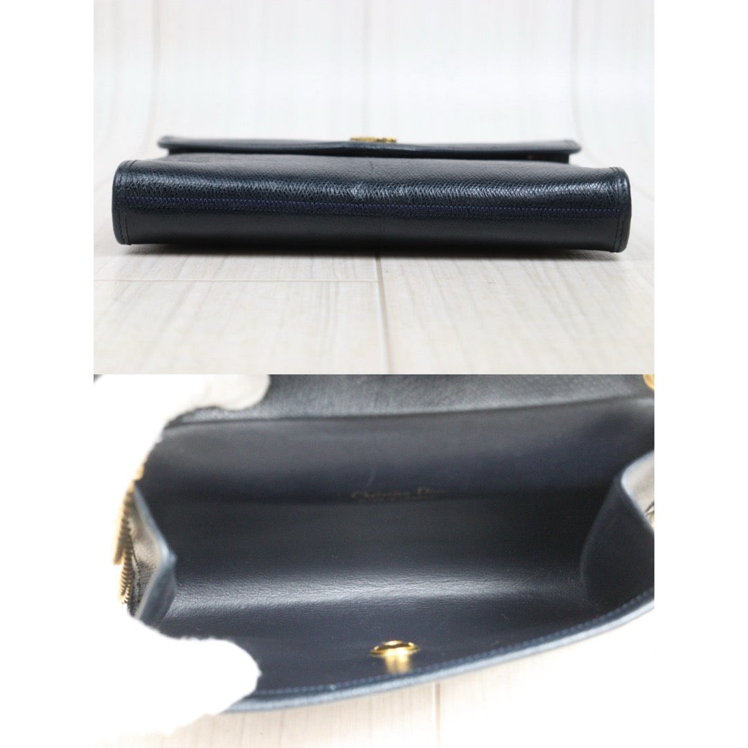 Include Entrupy Certificate of Authenticity｜Good ( Rank AB)｜ Dior  Vintage Chain Shoulder Bag Navy Blue｜26041606