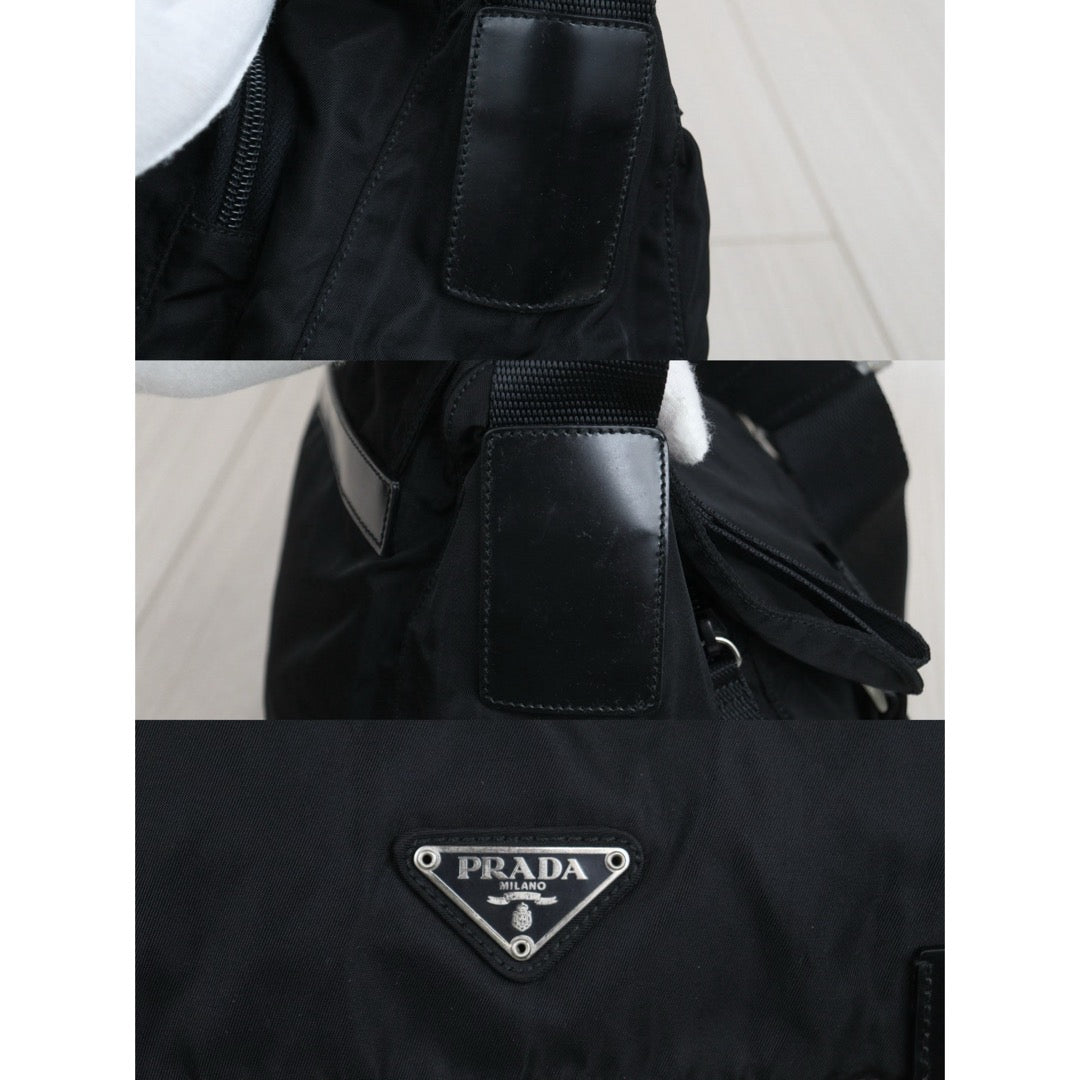 Good ( Rank AB) ｜Prada  Nylon ShoulderBag MM Black Silver Hardware｜25090804