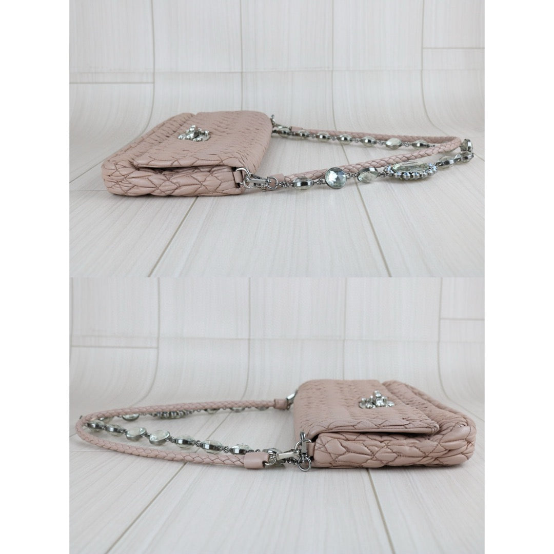 Very Good ( Rank A)｜MiuMiu Lamb Skin Gem Chain Shoulder Bag ｜S24111808