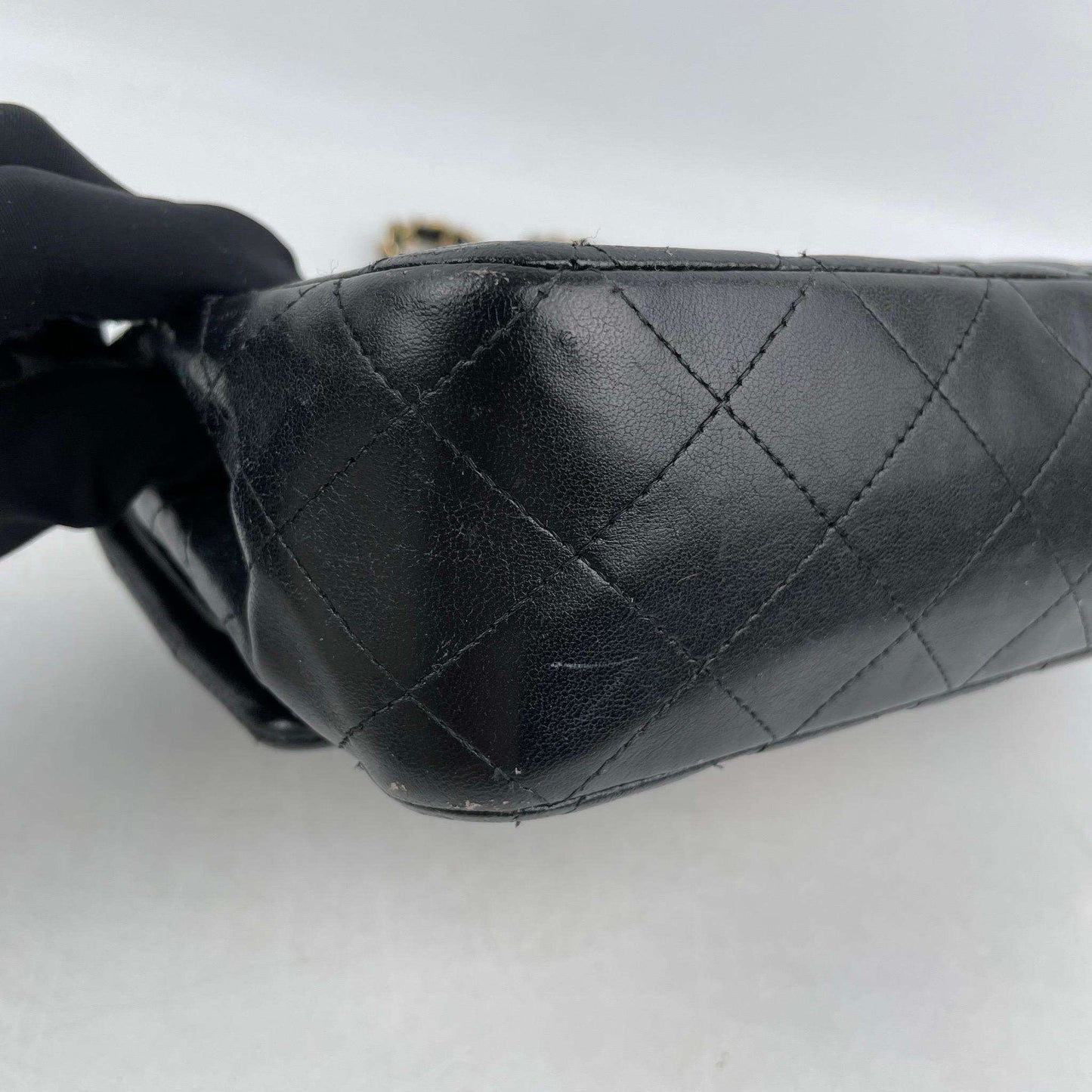 ( Rank B)｜ CHANEL Lamb Skin Matrasse Double Flap 25 Shoulder Bag Black