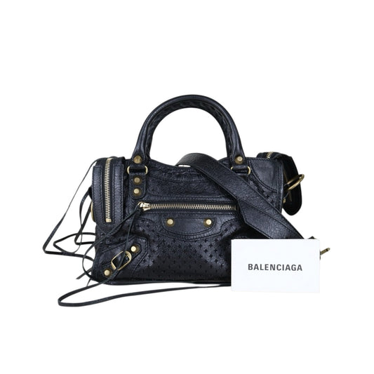 Very Good ( Rank A)｜Balenciaga Calf Leather Le City Mini Handbag Shoulder Bag Black｜S26022613