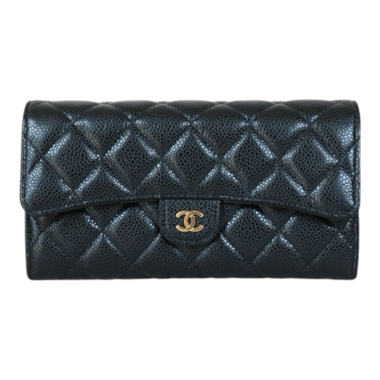 Very Good ( Rank A) ｜CHANEL Caviar Skin Black Long Wallet Made In 2019-2020 Year｜S24092601