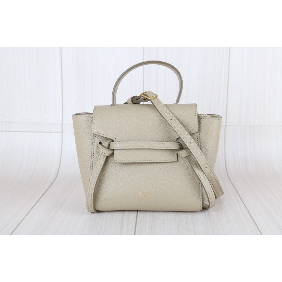 Very Good ( Rank A)｜CELINE Calf Leather Belt Pico Handbag Shoulder Bag Beige｜S25070708