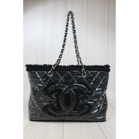 Good ( Rank AB)｜ CHANEL Matrasse Chain Plastics Tote Bag Black  Made In 2009-2010 Year｜25092612
