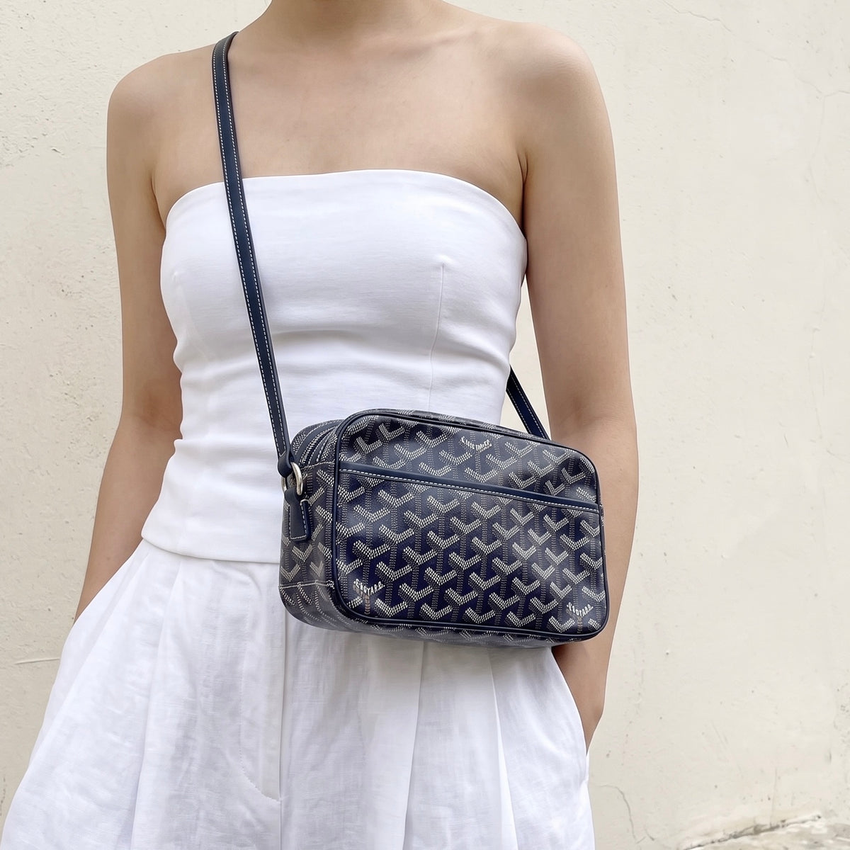 Include Entrupy Certificate of Authenticity｜Good ( Rank AB)｜ Goyard Cap-vert Camera Shoulder Bag Blue｜X26090413