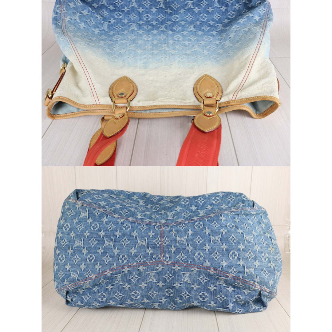 Include Entrupy Certificate of Authenticity｜Good ( Rank AB) ｜  Louis Vuitton Monogram Denim  Sunshine Blue Tote Bag Shoulder Bag  ｜S26010906