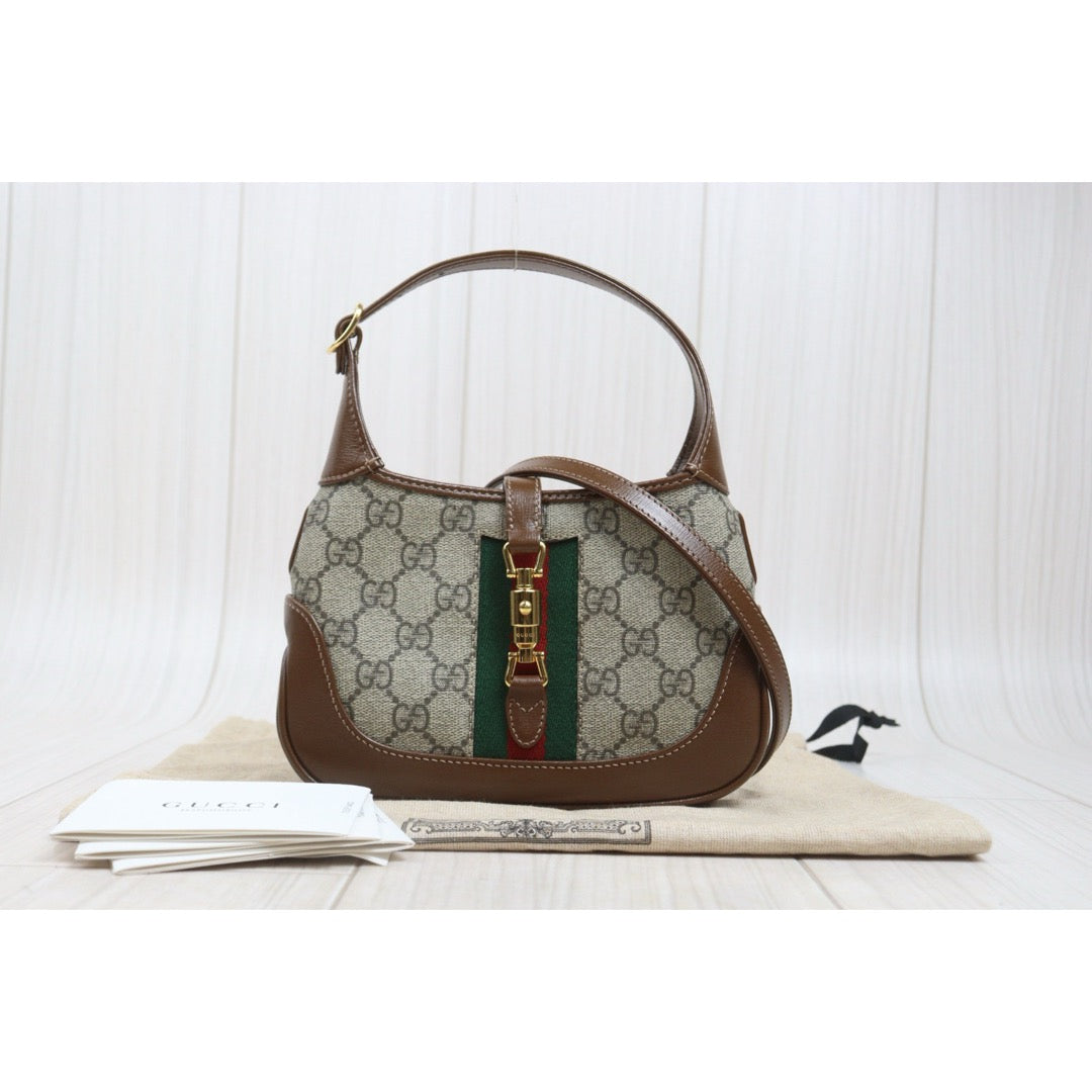 Include Entrupy Certificate of Authenticity｜Very Good ( Rank A) ｜  GUCCI  Monogram Mini Jackie 1961 Handbag With Shoulder Strap｜26101301