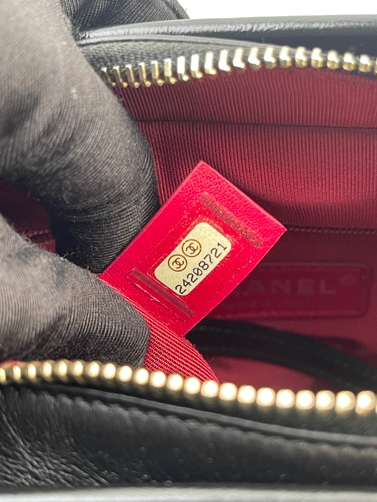 CHANEL PM Gabrielle Calf Leather Handbag Shoulder Bag Black