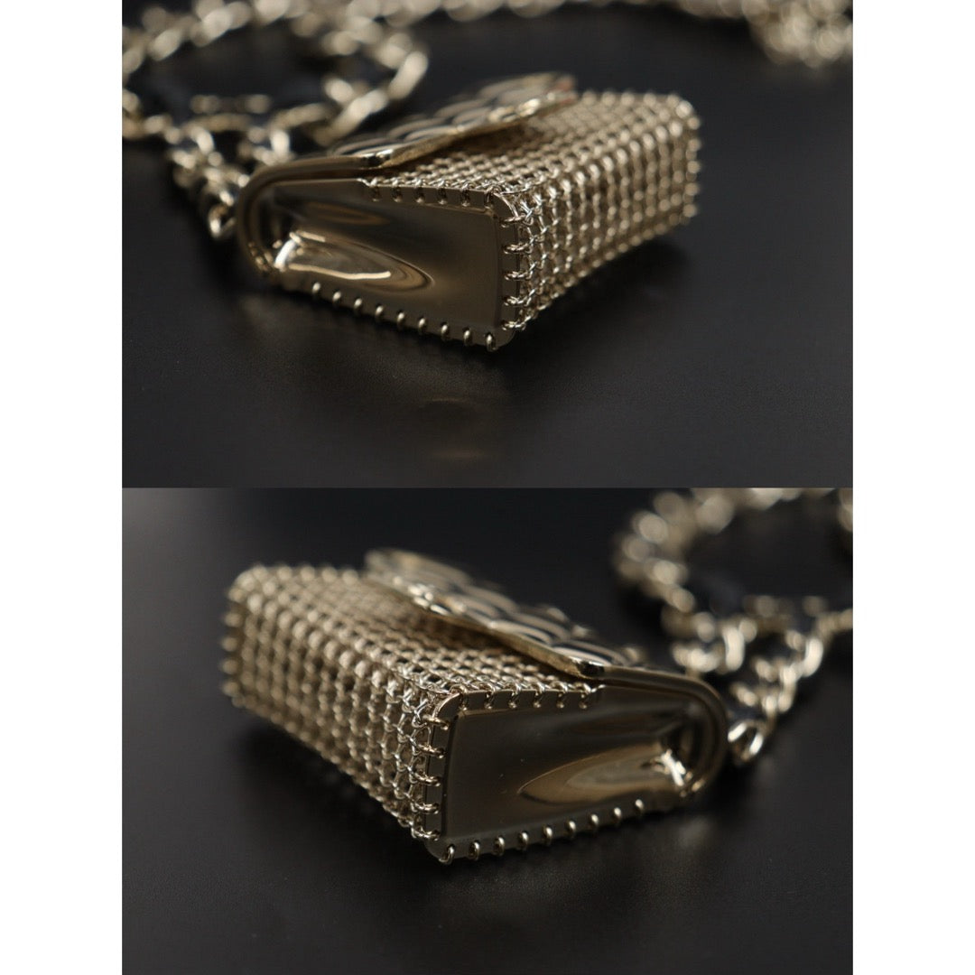 Very Good ( Rank A)｜ CHANEL 22V Coco Mark Hollow Design Matrasse Belt Chain Tinybag made in 2022 year｜S26030903