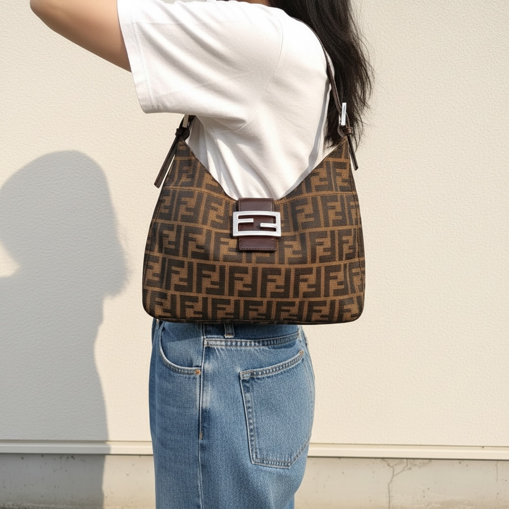 Include Entrupy Certificate of Authenticity｜Good ( Rank AB)｜ FENDI Zucca Mamma Shoulder Bag ｜26031916
